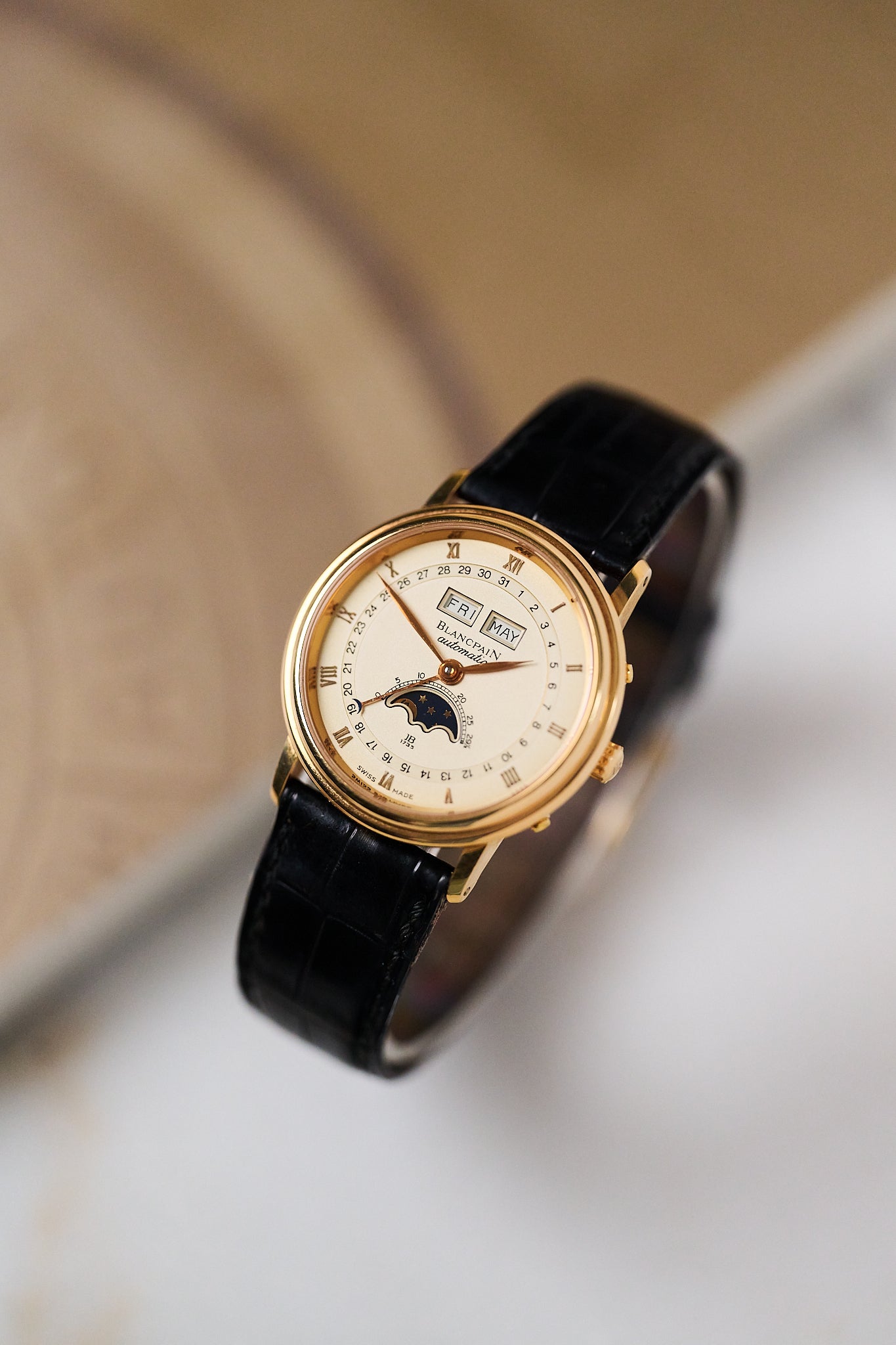 BLANCPAIN VILLERET COMPLETE CALENDAR MOONPHASE 18K YELLOW GOLD