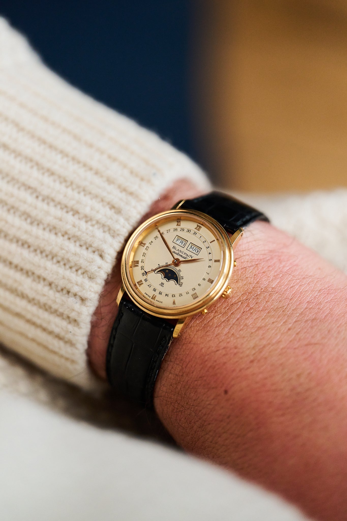 BLANCPAIN VILLERET COMPLETE CALENDAR MOONPHASE 18K YELLOW GOLD
