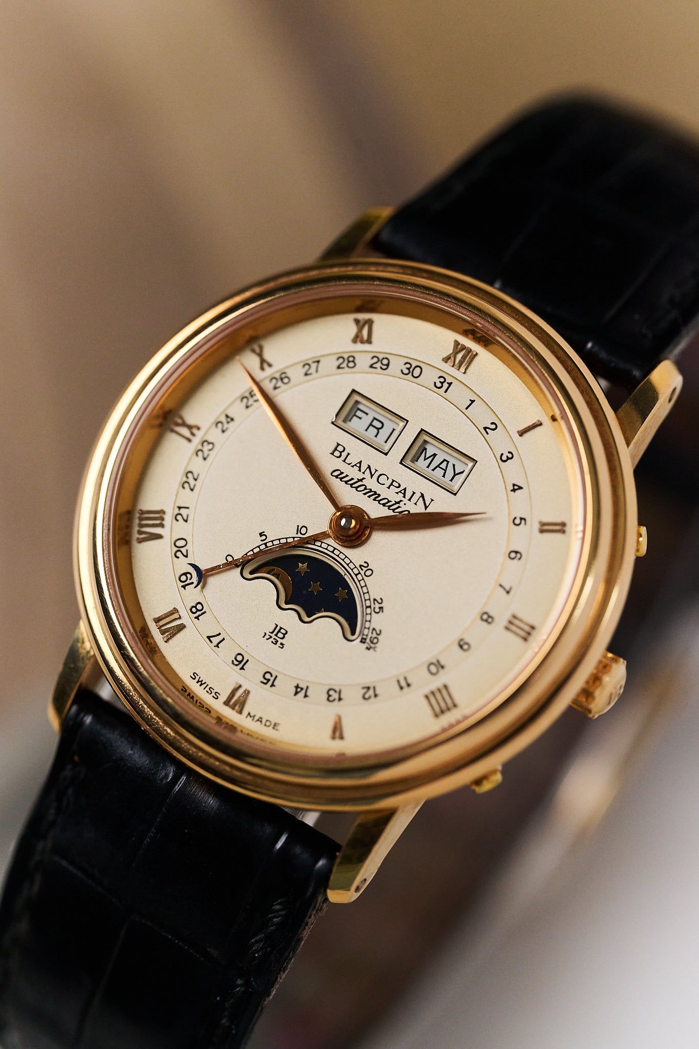 BLANCPAIN VILLERET COMPLETE CALENDAR MOONPHASE 18K YELLOW GOLD
