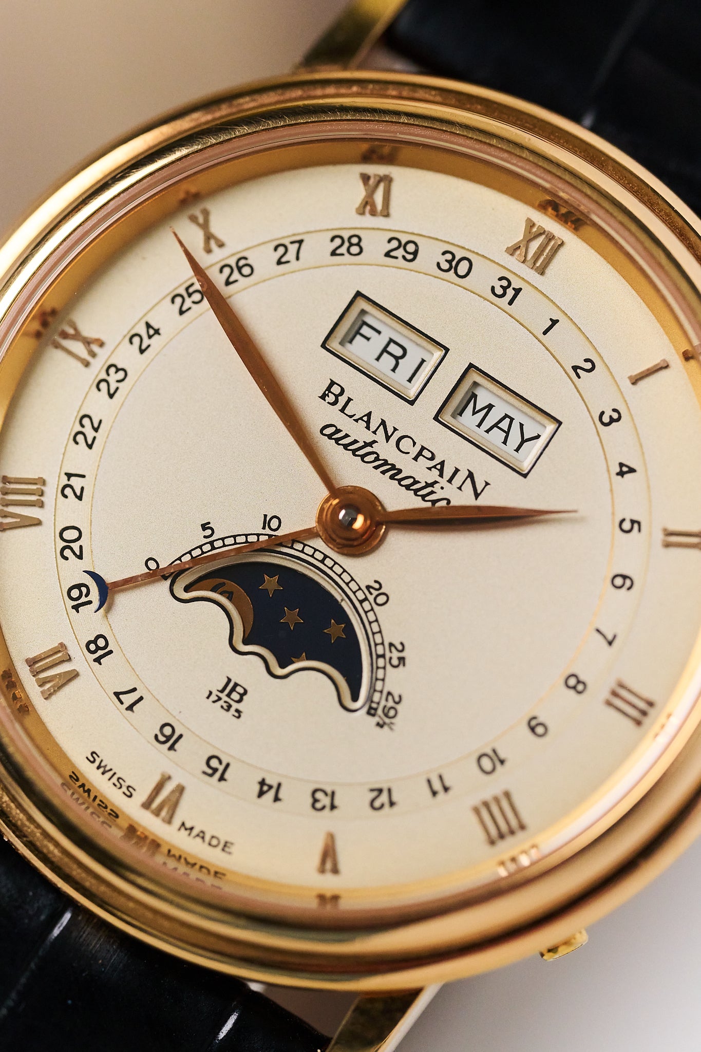 BLANCPAIN VILLERET COMPLETE CALENDAR MOONPHASE 18K YELLOW GOLD