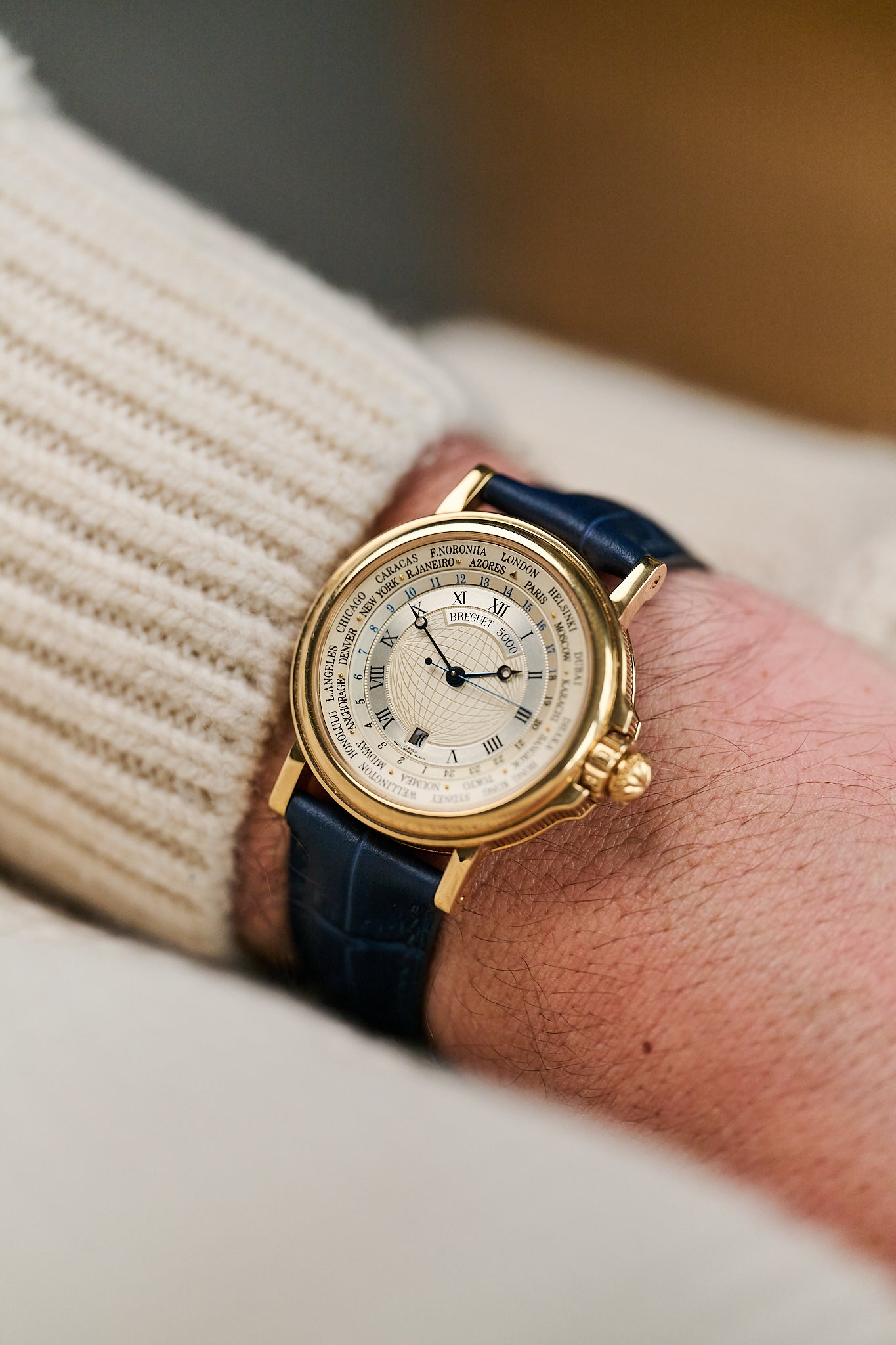 BREGUET MARINE 18K YELLOW GOLD 'HORA MUNDI' 3700BA