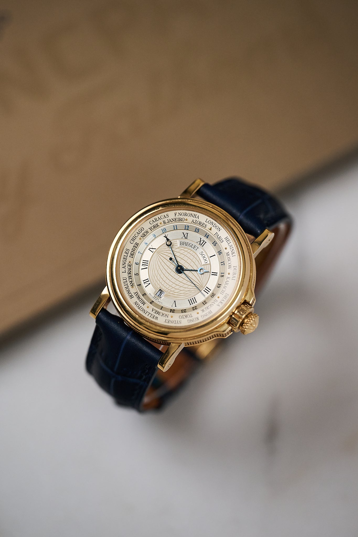 BREGUET MARINE 18K YELLOW GOLD 'HORA MUNDI' 3700BA