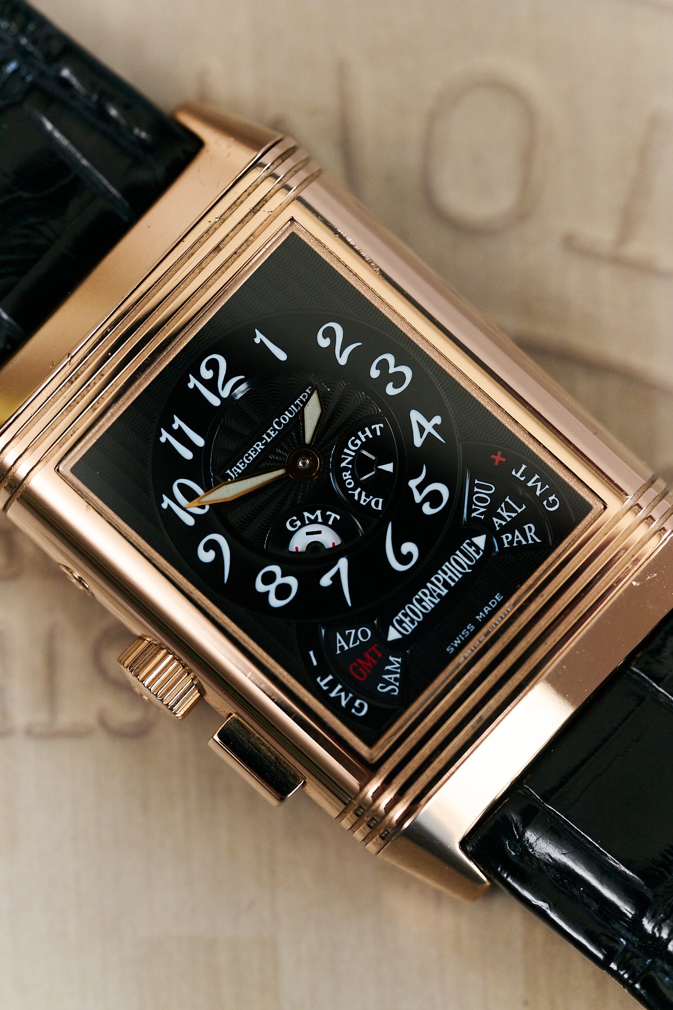 JAEGER-LECOULTRE REVERSO 270.2.58 18K ROSE GOLD 'GÉOGRAPHIQUE' FULL SET