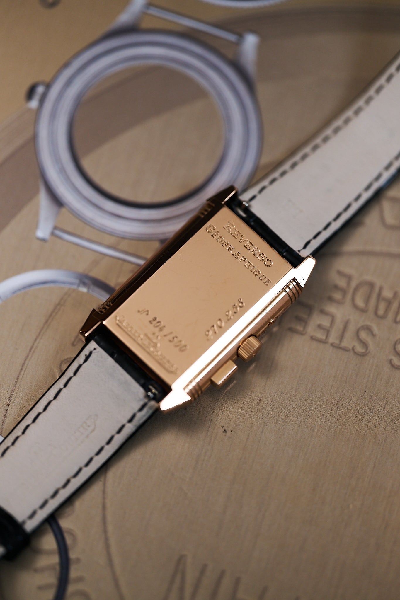 JAEGER-LECOULTRE REVERSO 270.2.58 18K ROSE GOLD 'GÉOGRAPHIQUE' FULL SET