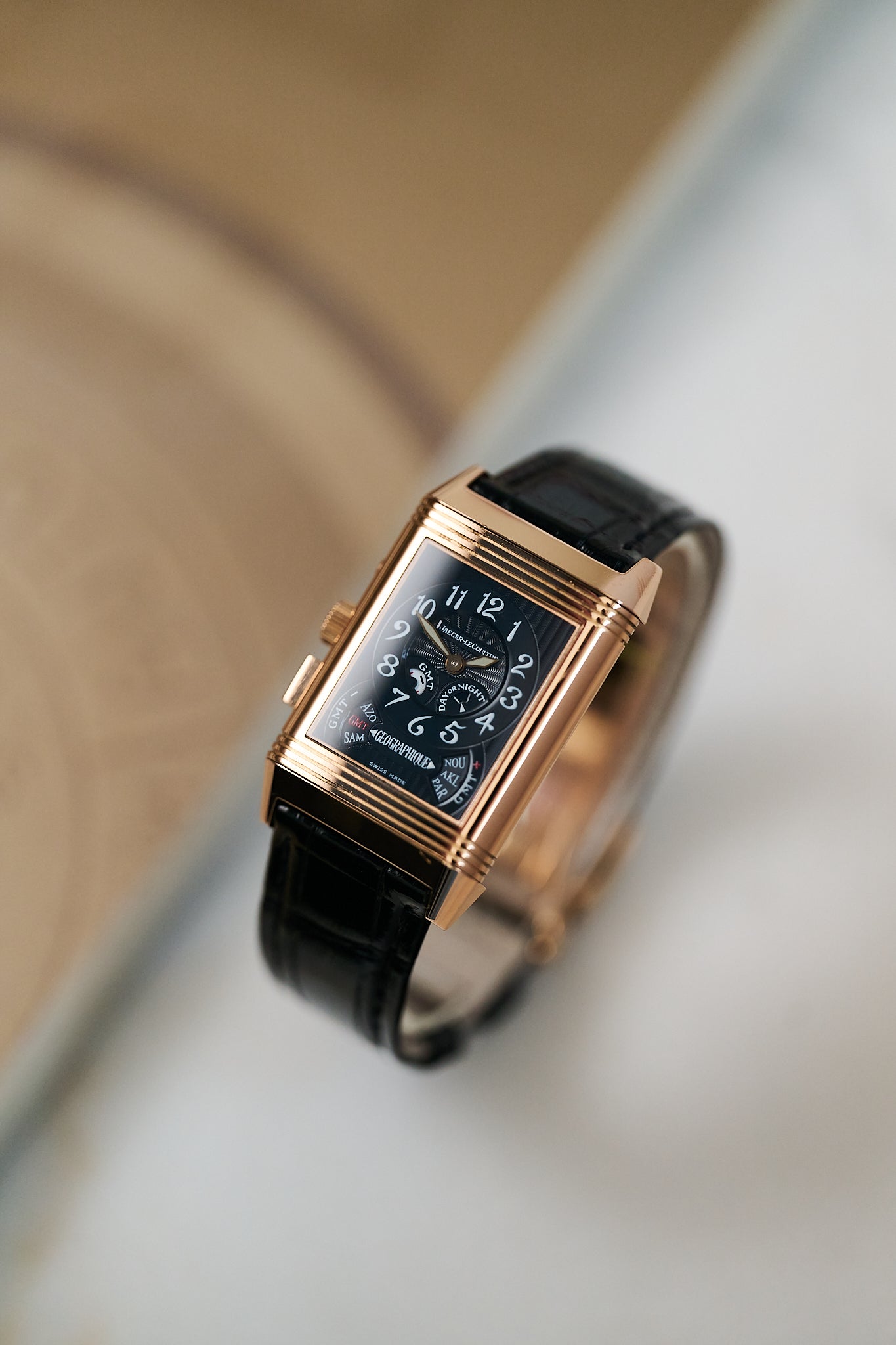 JAEGER-LECOULTRE REVERSO 270.2.58 18K ROSE GOLD 'GÉOGRAPHIQUE' FULL SET