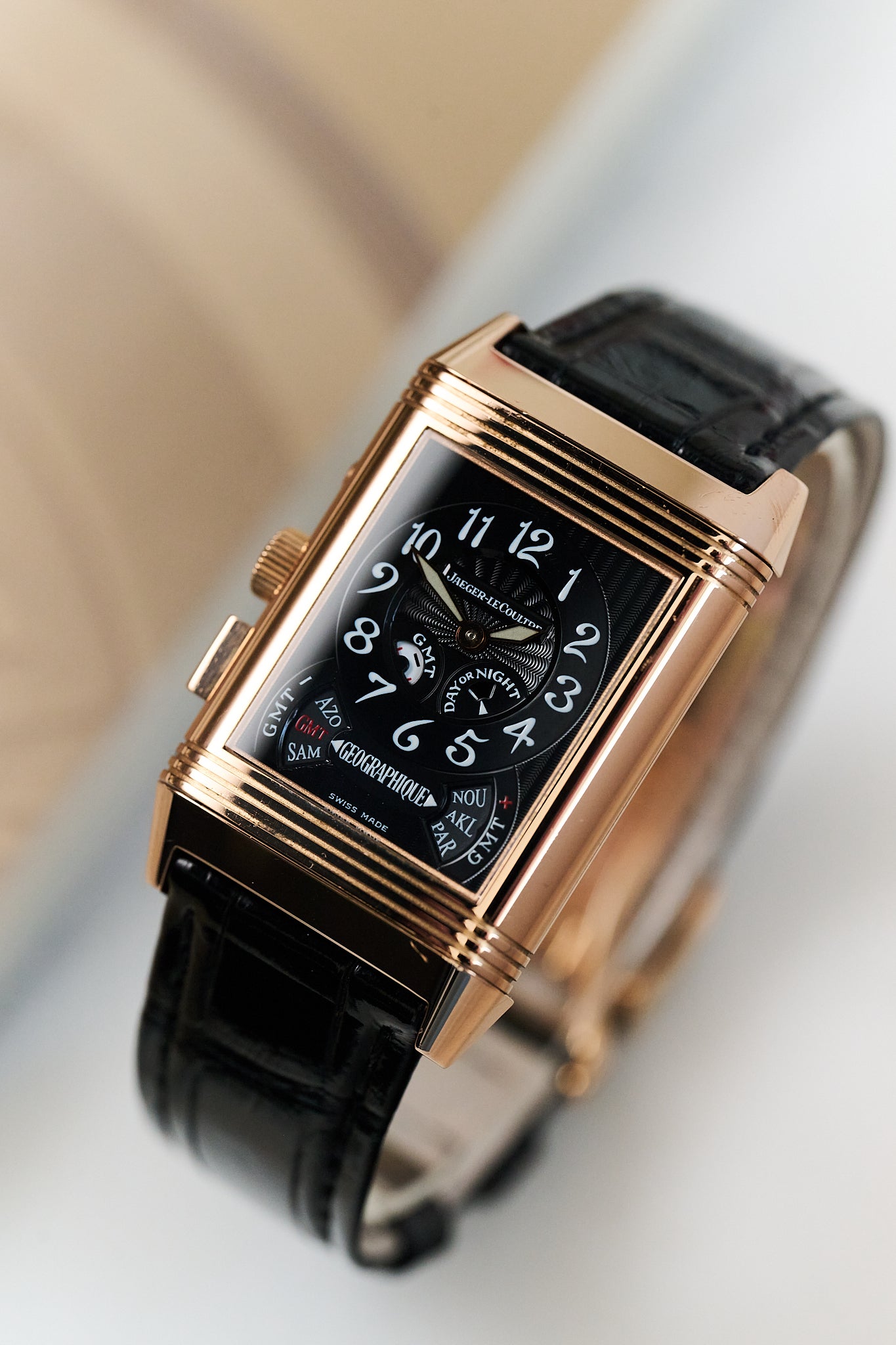 JAEGER-LECOULTRE REVERSO 270.2.58 18K ROSE GOLD 'GÉOGRAPHIQUE' FULL SET