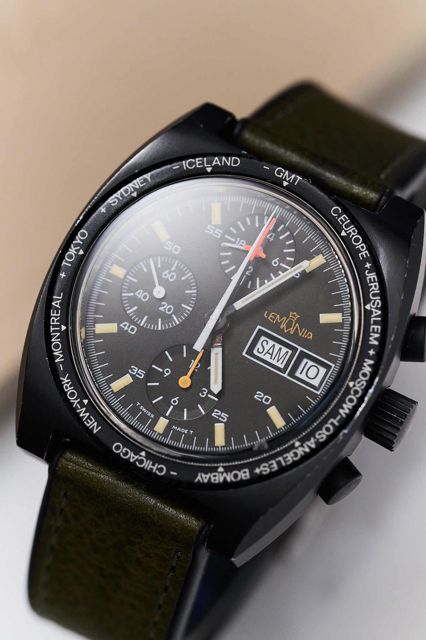 LEMANIA CHRONOGRAPH PVD 11002 'WORLD TIME BEZEL'