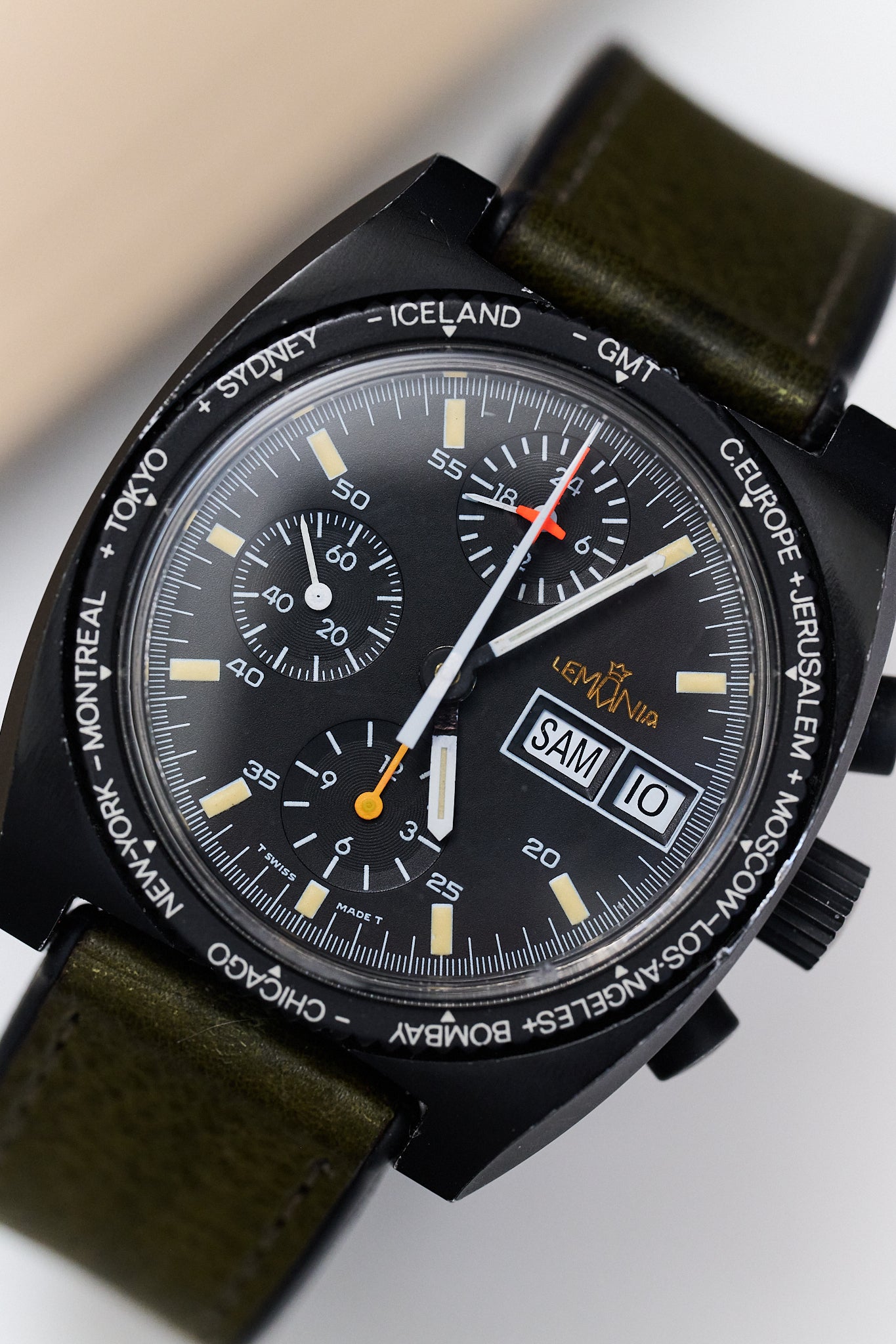 LEMANIA CHRONOGRAPH PVD 11002 'WORLD TIME BEZEL'