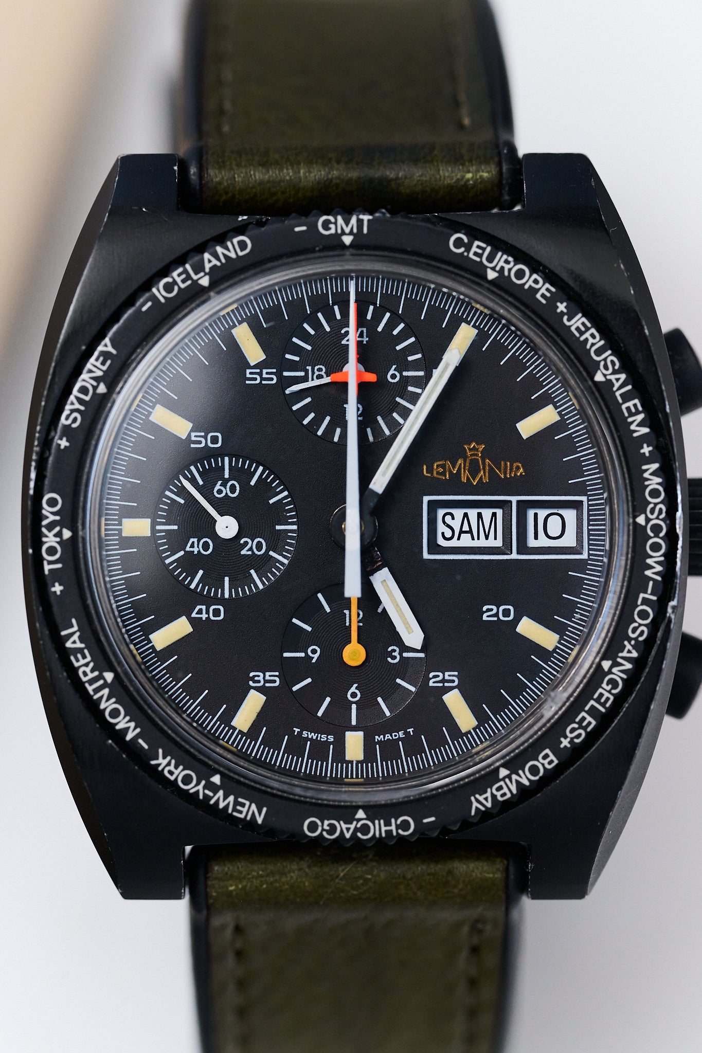 LEMANIA CHRONOGRAPH PVD 11002 'WORLD TIME BEZEL'