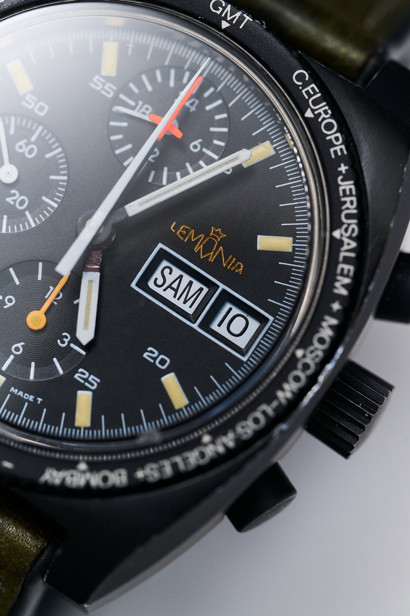 LEMANIA CHRONOGRAPH PVD 11002 'WORLD TIME BEZEL'