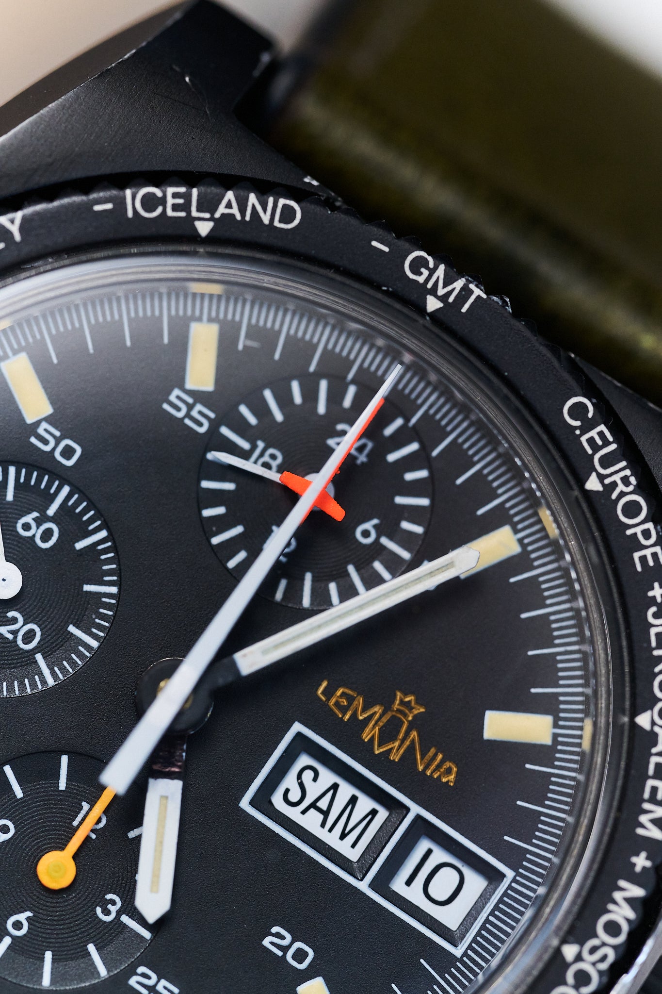 LEMANIA CHRONOGRAPH PVD 11002 'WORLD TIME BEZEL'