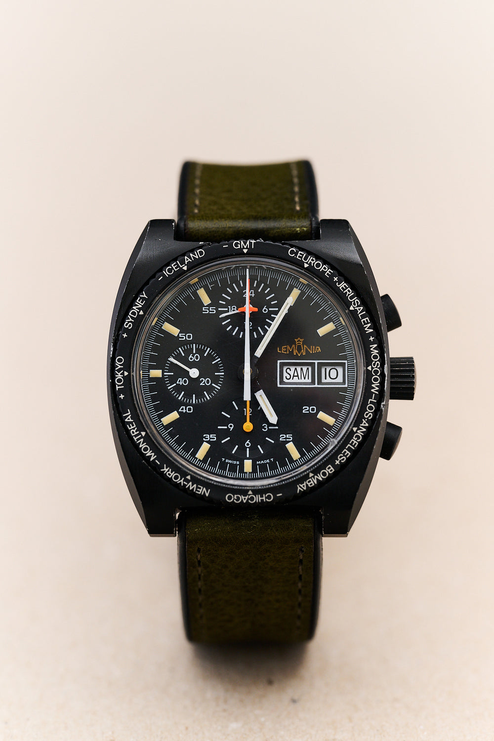 LEMANIA CHRONOGRAPH PVD 11002 'WORLD TIME BEZEL'