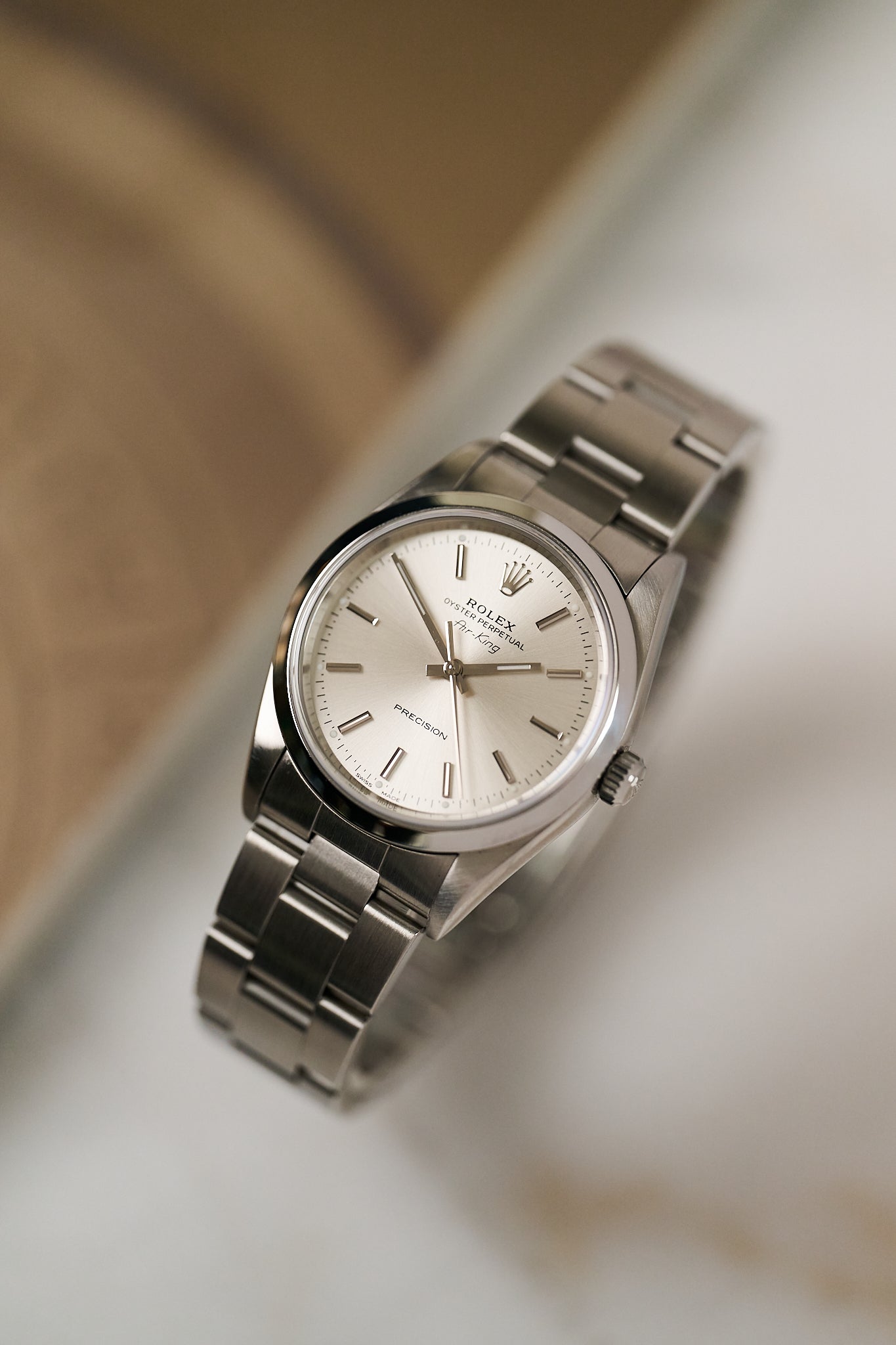 ROLEX AIR KING 14000M 'SILVER DIAL' FULL SET