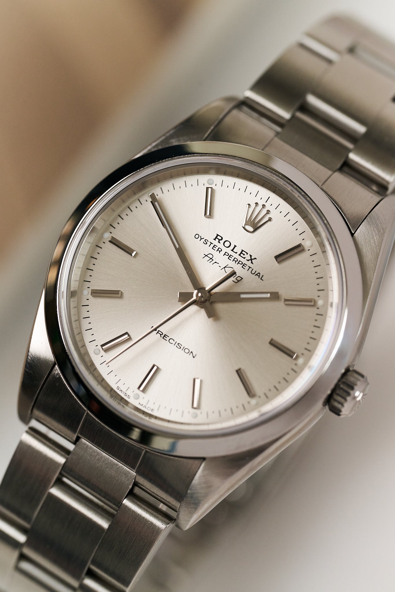 ROLEX AIR KING 14000M 'SILVER DIAL' FULL SET