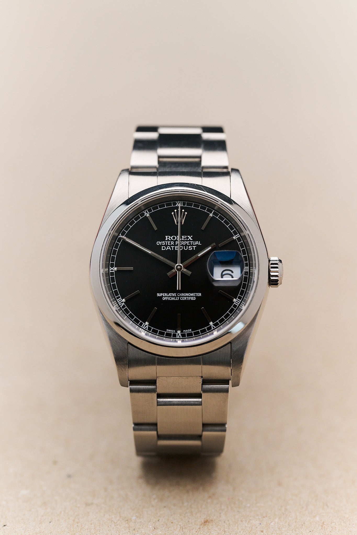 ROLEX DATEJUST 36 16200 'BLACK DIAL' FULL SET