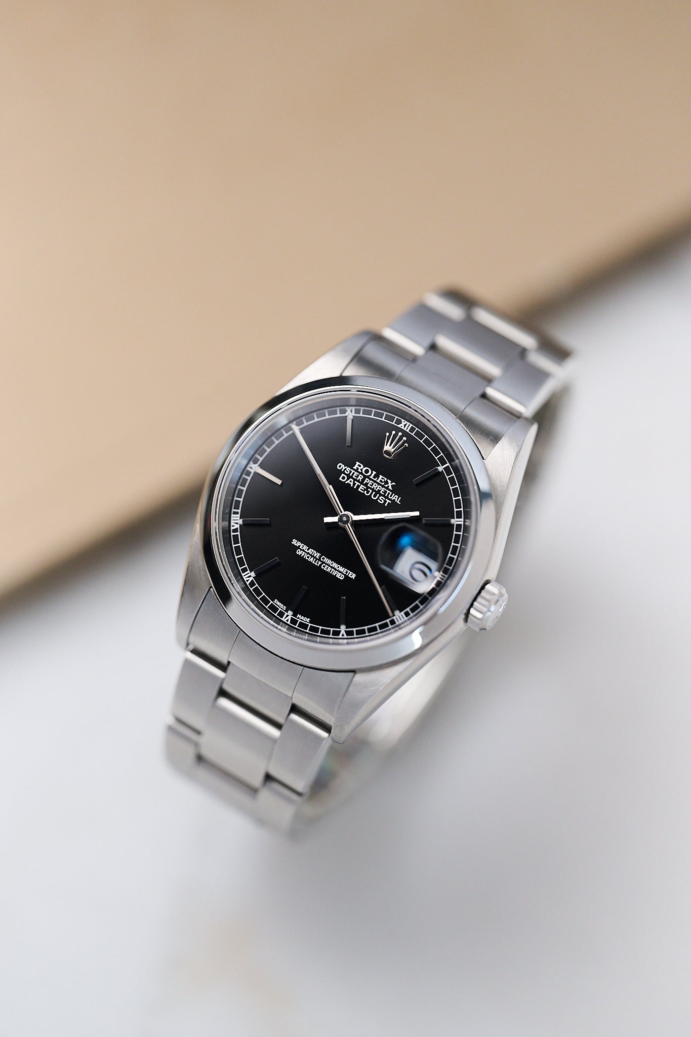 ROLEX DATEJUST 36 16200 'BLACK DIAL' FULL SET