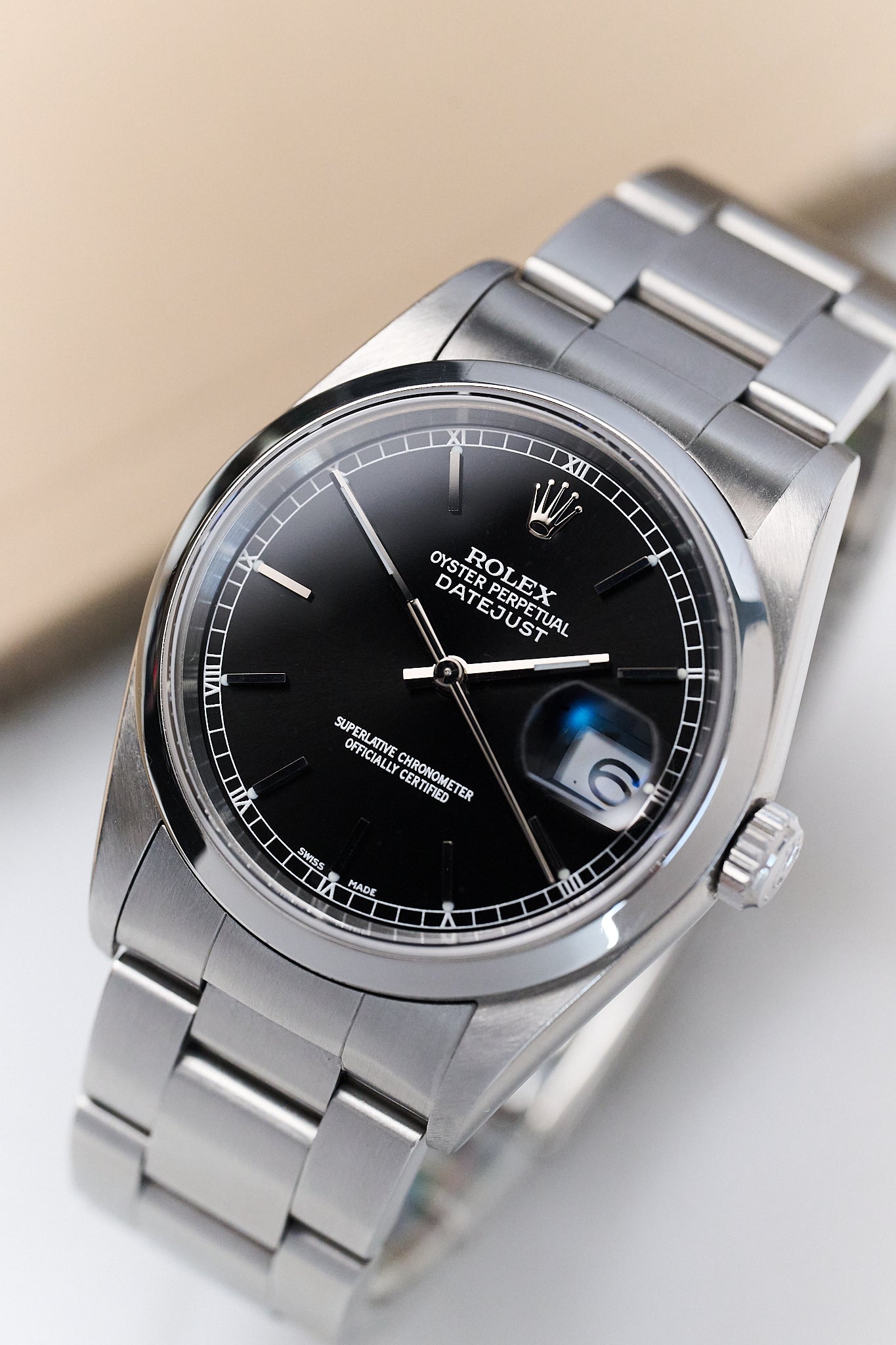 ROLEX DATEJUST 36 16200 'BLACK DIAL' FULL SET