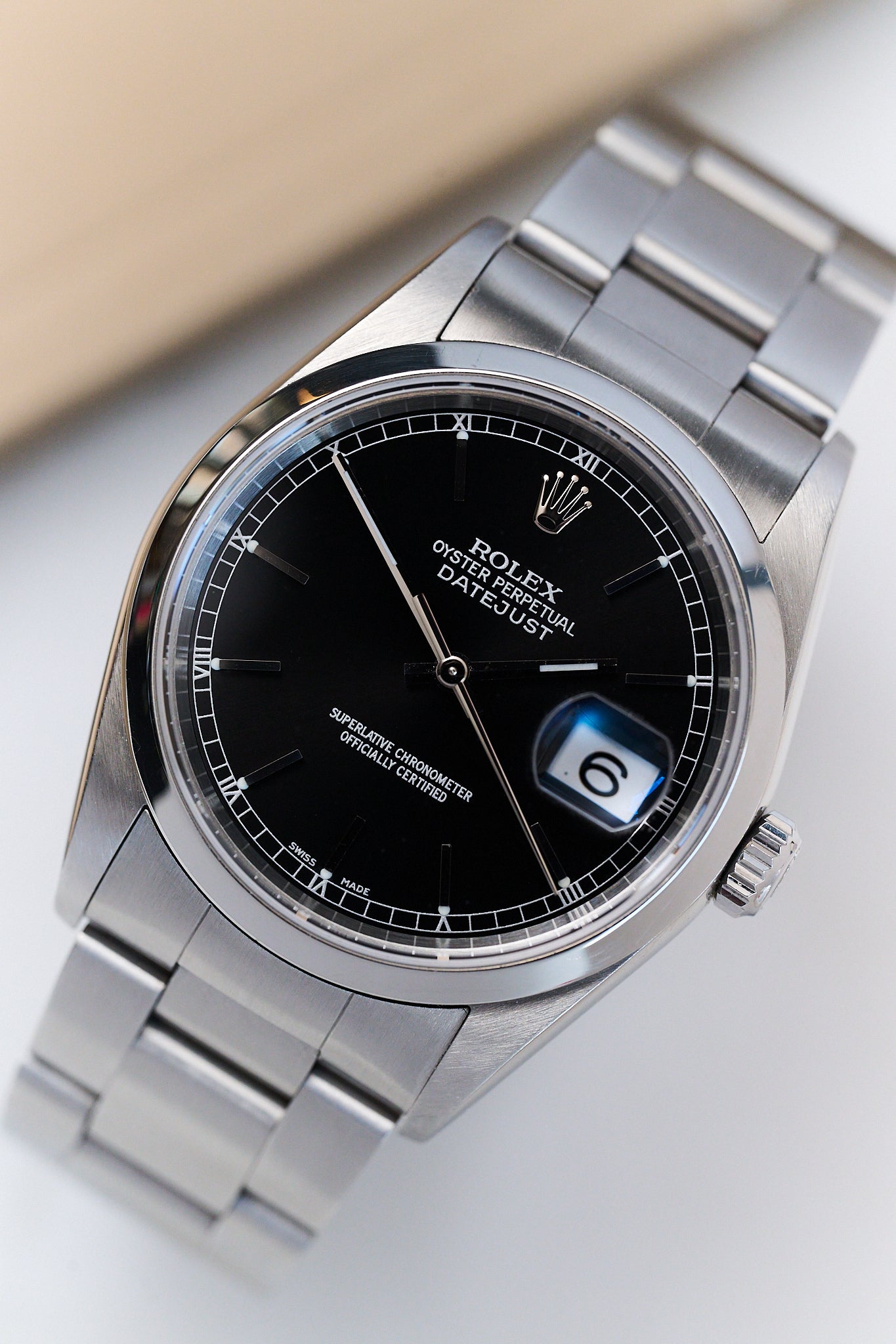 ROLEX DATEJUST 36 16200 'BLACK DIAL' FULL SET