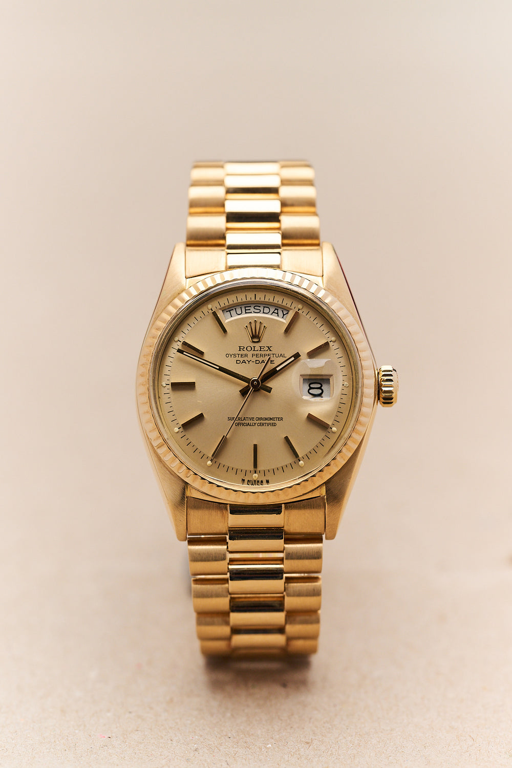 ROLEX DAY-DATE 1803 18K YELLOW GOLD 'PIE-PAN'
