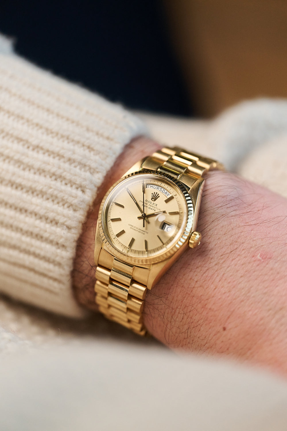 ROLEX DAY-DATE 1803 18K YELLOW GOLD 'PIE-PAN'