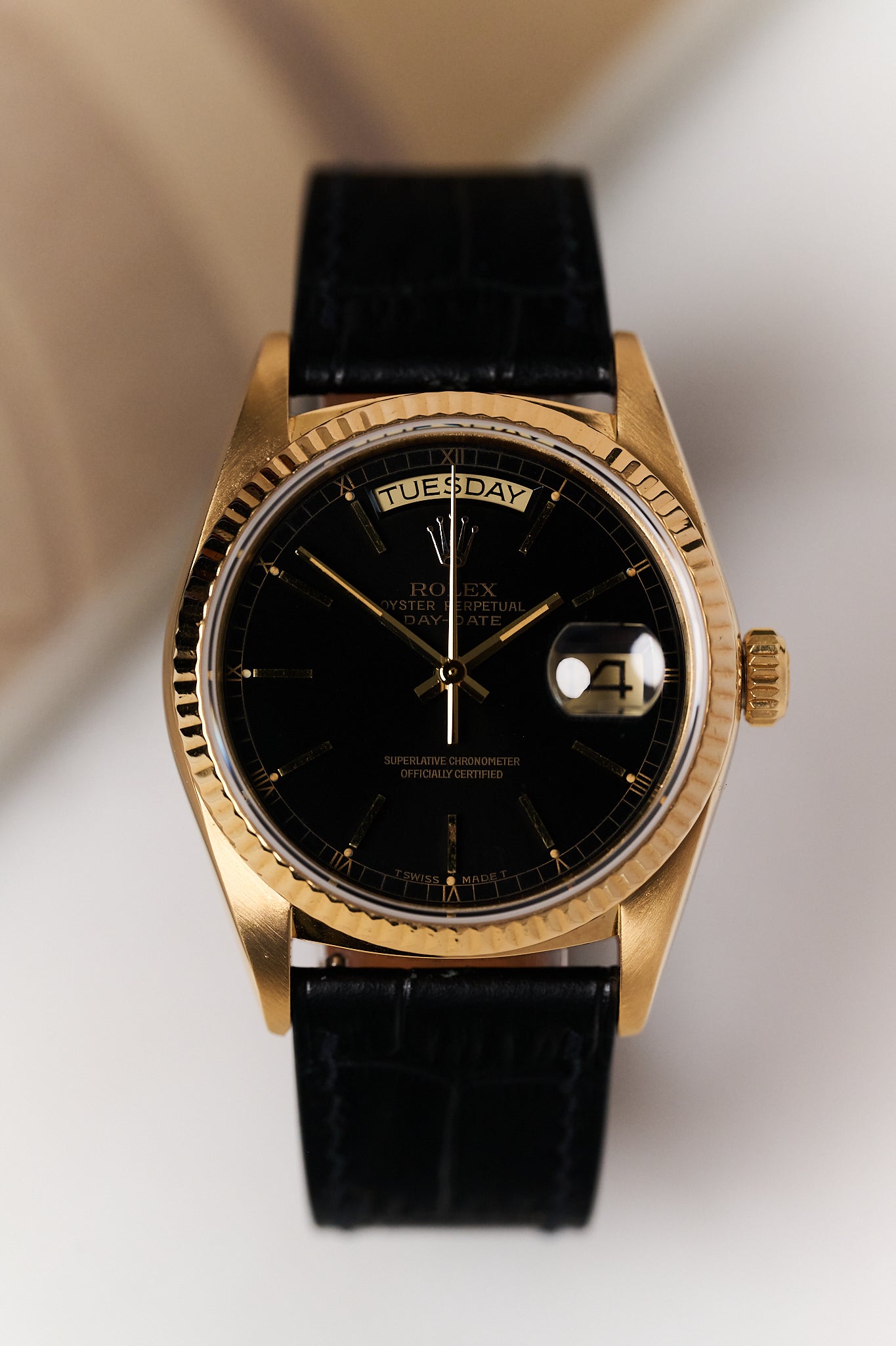 ROLEX DAY-DATE 36 18038 'BLACK DIAL’
