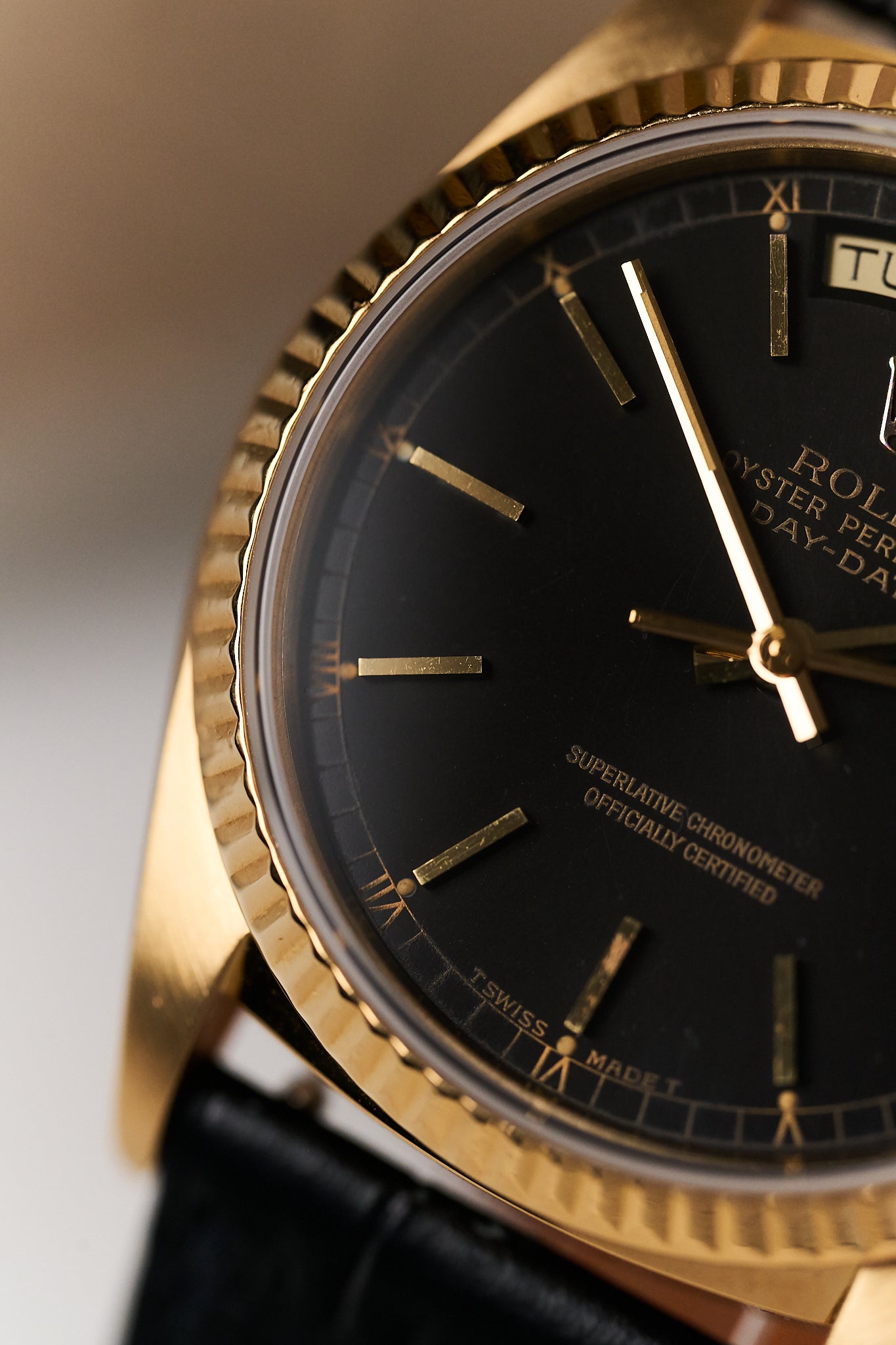 ROLEX DAY-DATE 36 18038 'BLACK DIAL’