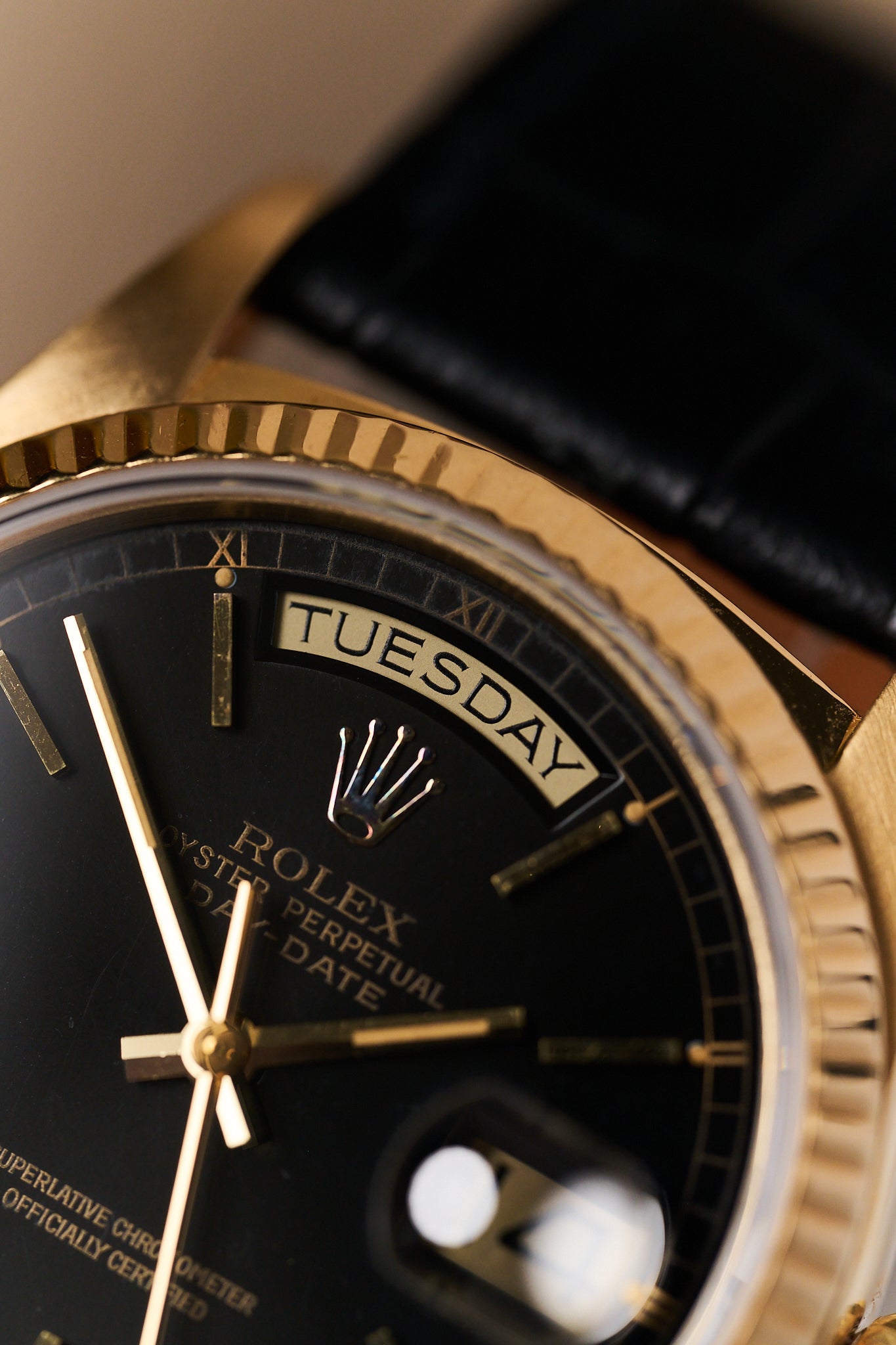 ROLEX DAY-DATE 36 18038 'BLACK DIAL’