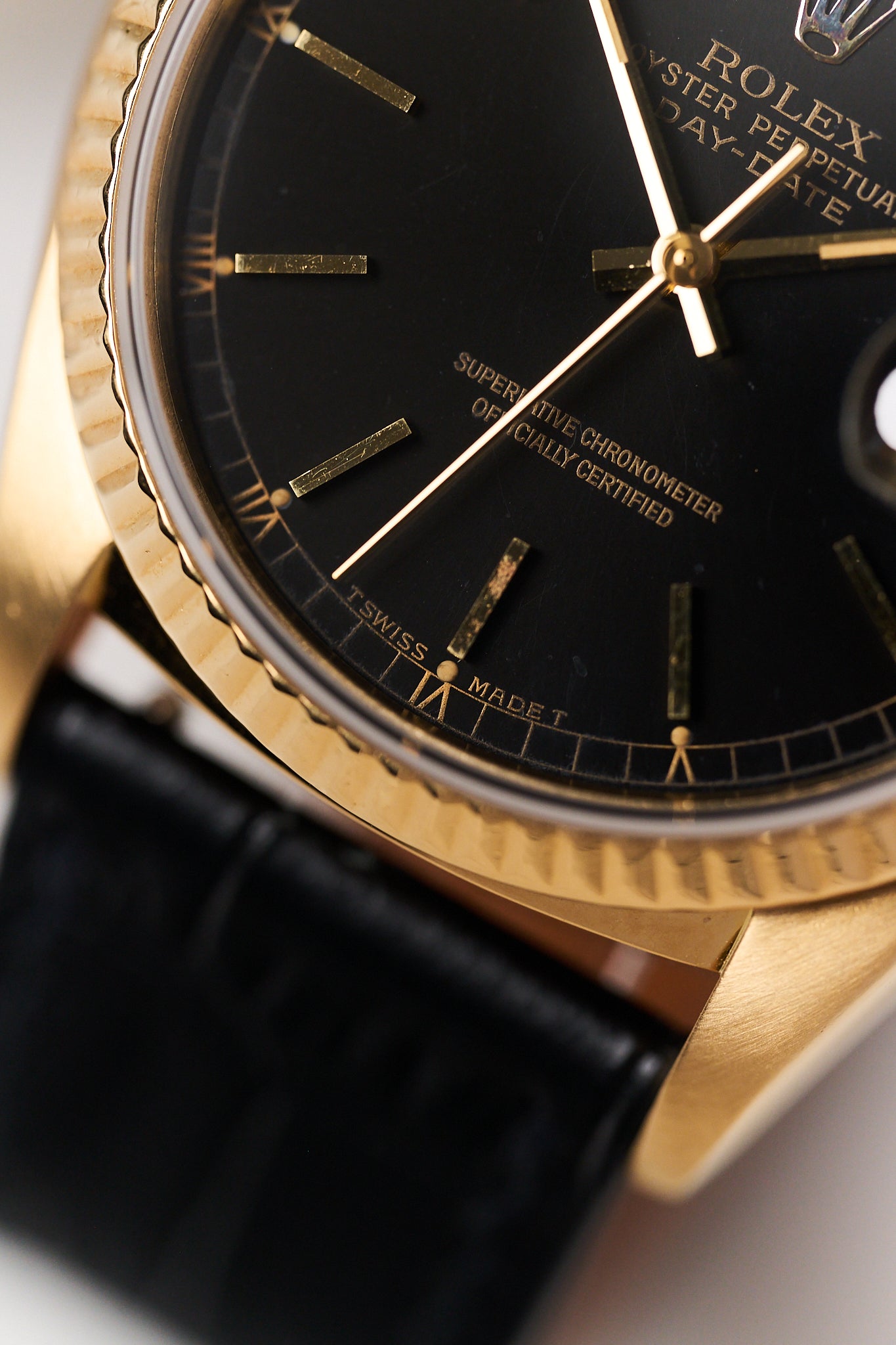 ROLEX DAY-DATE 36 18038 'BLACK DIAL’