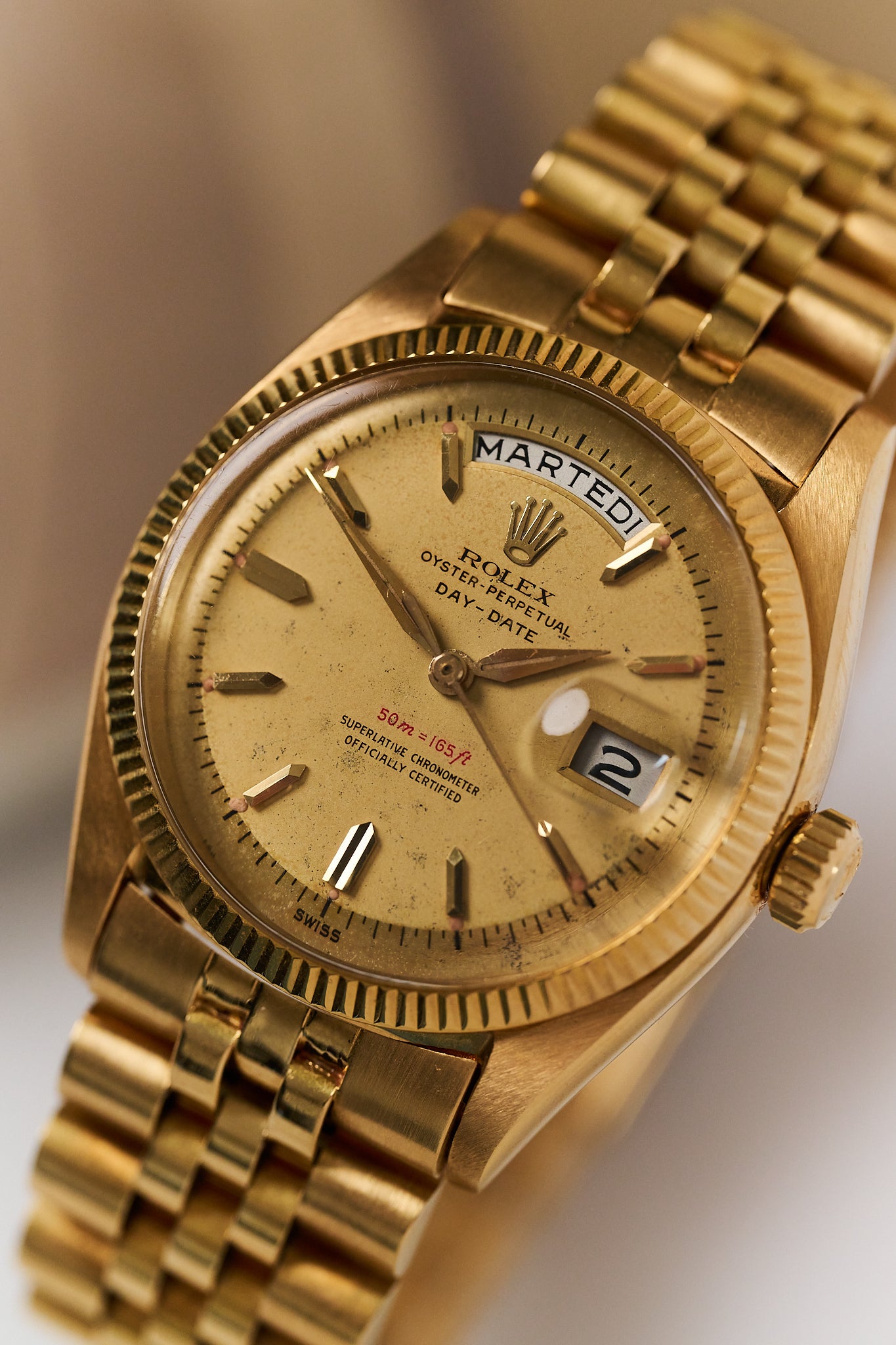 ROLEX DAY-DATE 6611 18K ROSE GOLD 'RED DEPTH' OVETTONE