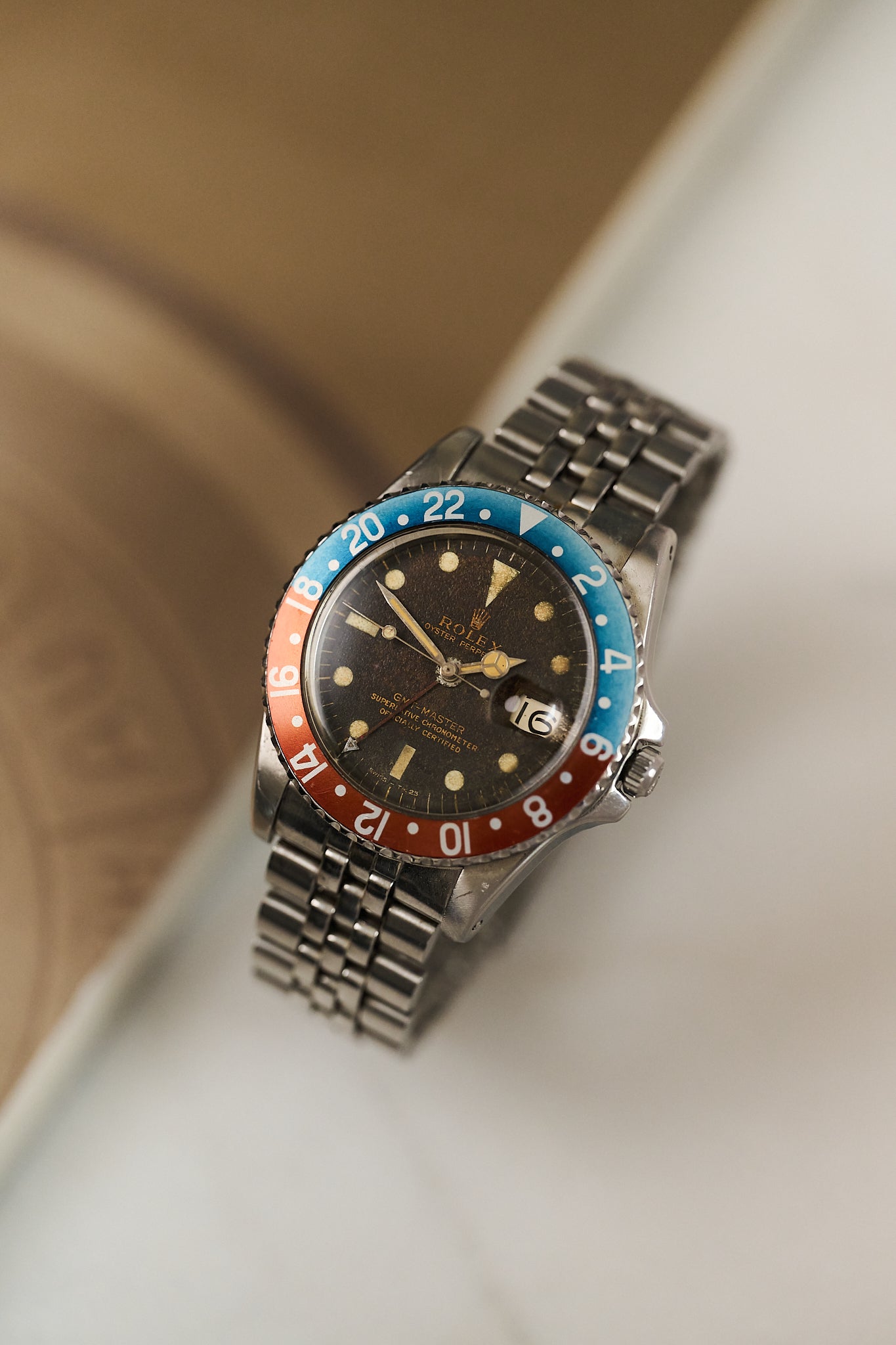 ROLEX GMT-MASTER 1675 GILT 'PCG' TROPICAL WIDE SWISS DIAL