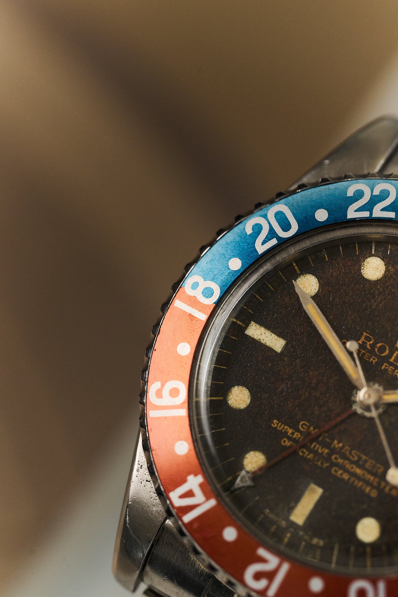ROLEX GMT-MASTER 1675 GILT 'PCG' TROPICAL WIDE SWISS DIAL