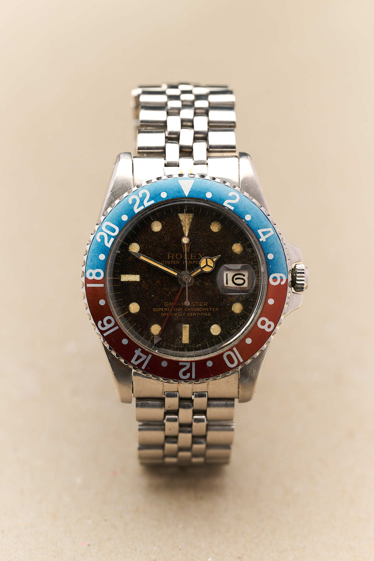 ROLEX GMT-MASTER 1675 GILT 'PCG' TROPICAL WIDE SWISS DIAL