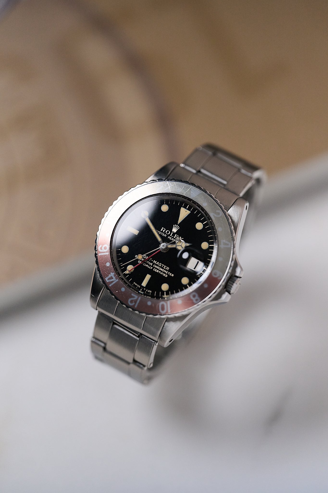 ROLEX GMT-MASTER 1675 GILT 'WIDE SWISS' DIAL