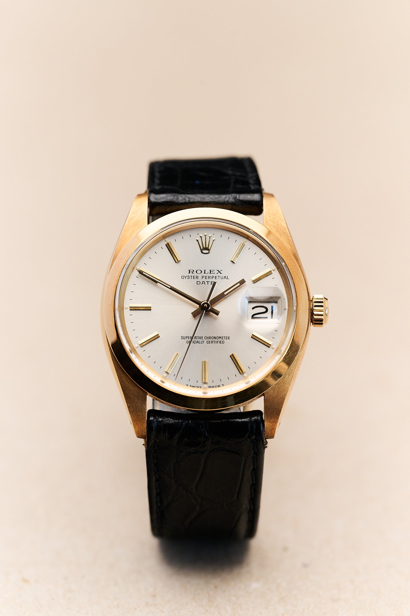 ROLEX OYSTER PERPETUAL DATE 1500/8 18K ROSE GOLD FULL SET