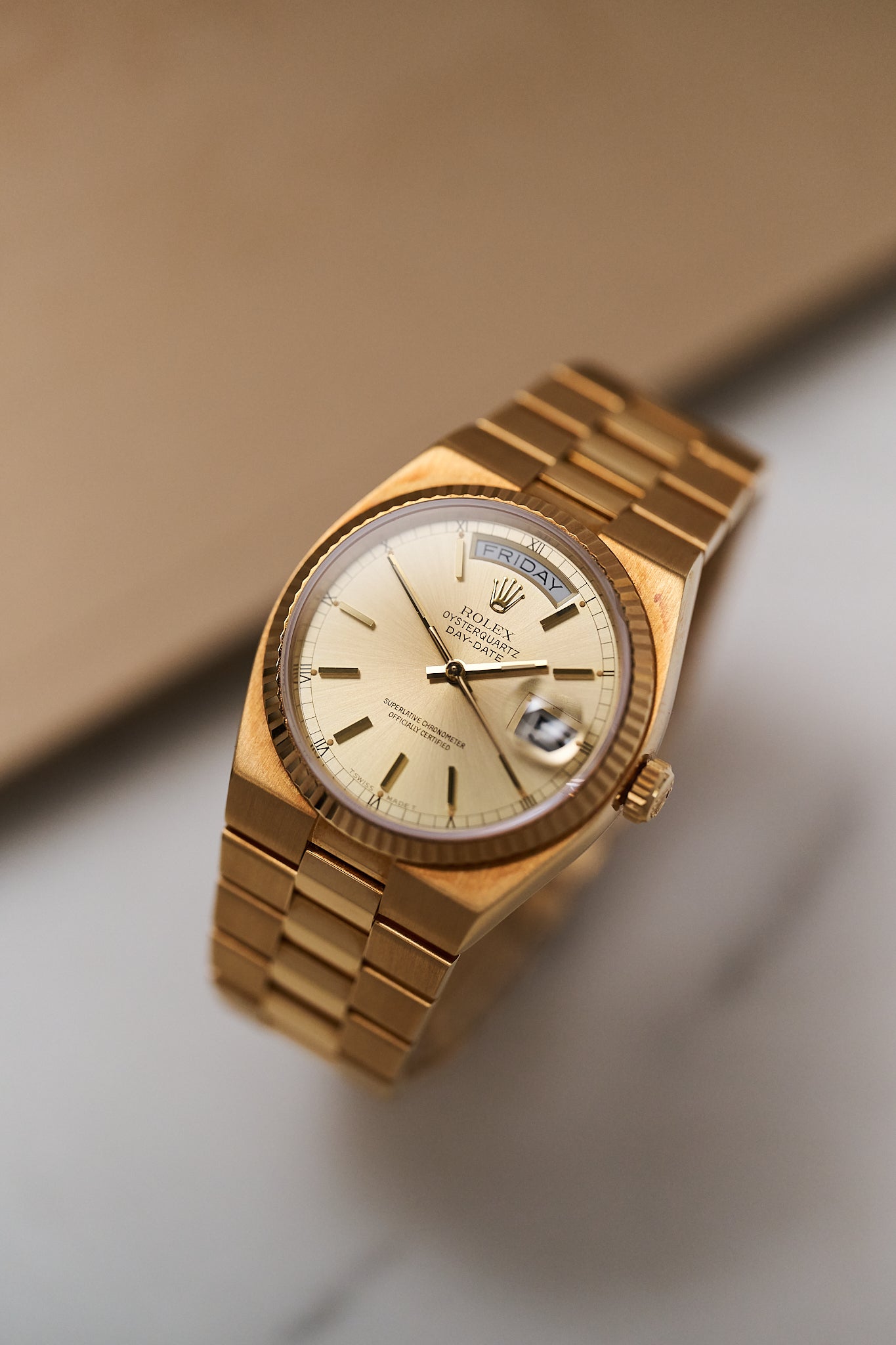 ROLEX OYSTERQUARTZ DAY-DATE 19018 'CHAMPAGNE DIAL' FULL SET