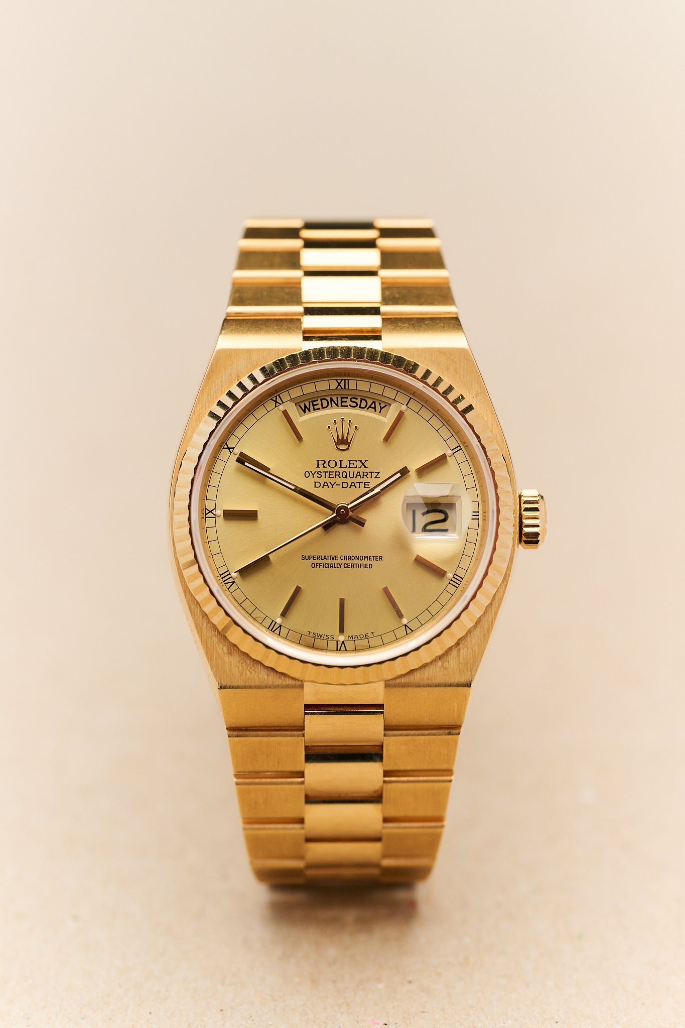 ROLEX OYSTERQUARTZ DAY-DATE 19018 'CHAMPAGNE DIAL'