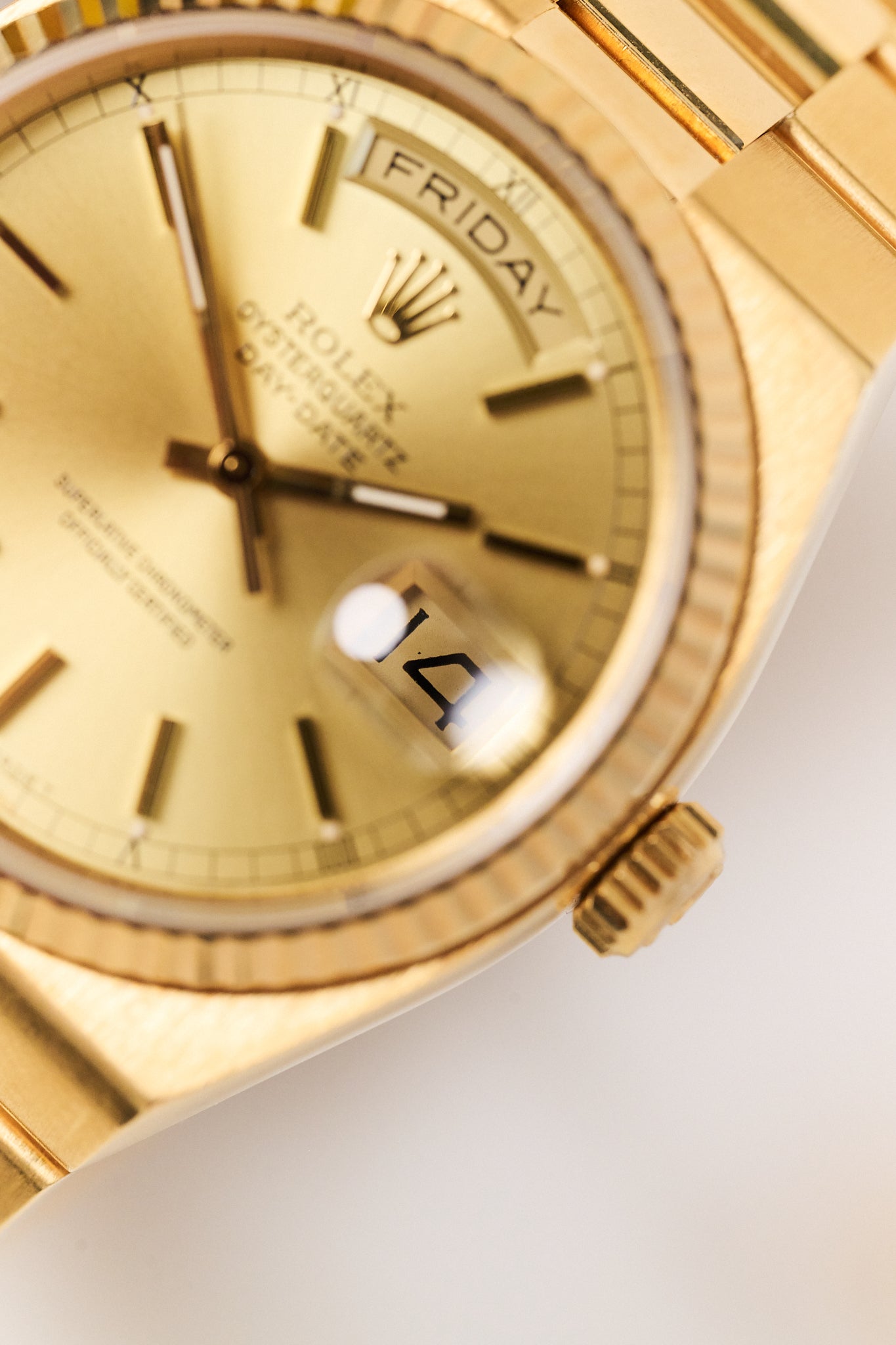 ROLEX OYSTERQUARTZ DAY-DATE 19018 'CHAMPAGNE DIAL'