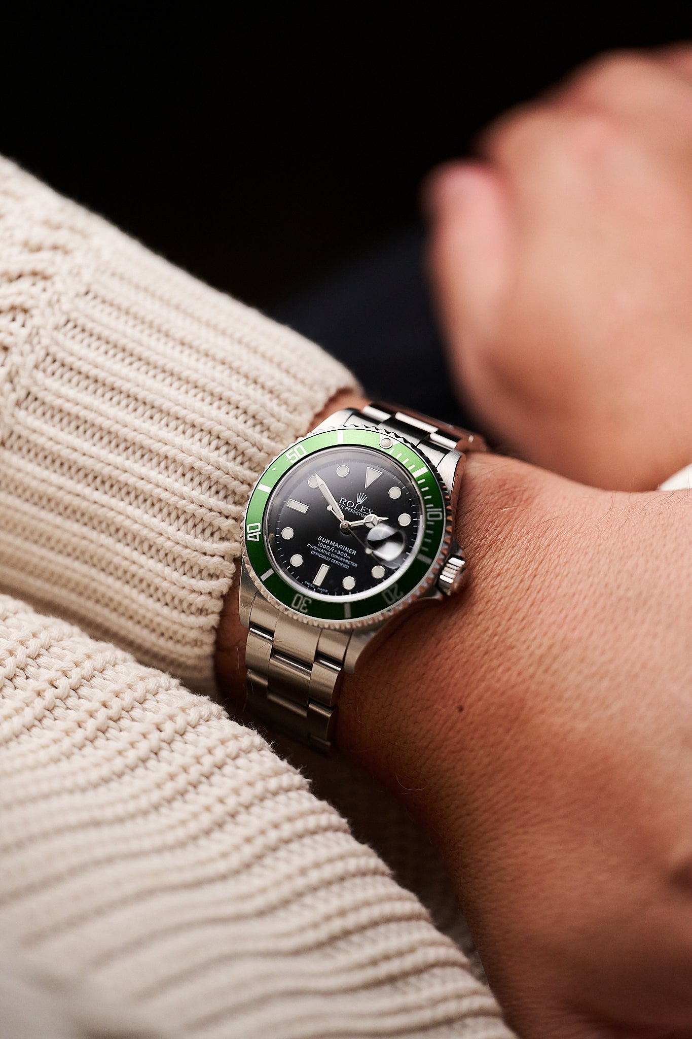 ROLEX SUBMARINER DATE 16610LV 'KERMIT' FLAT FOUR