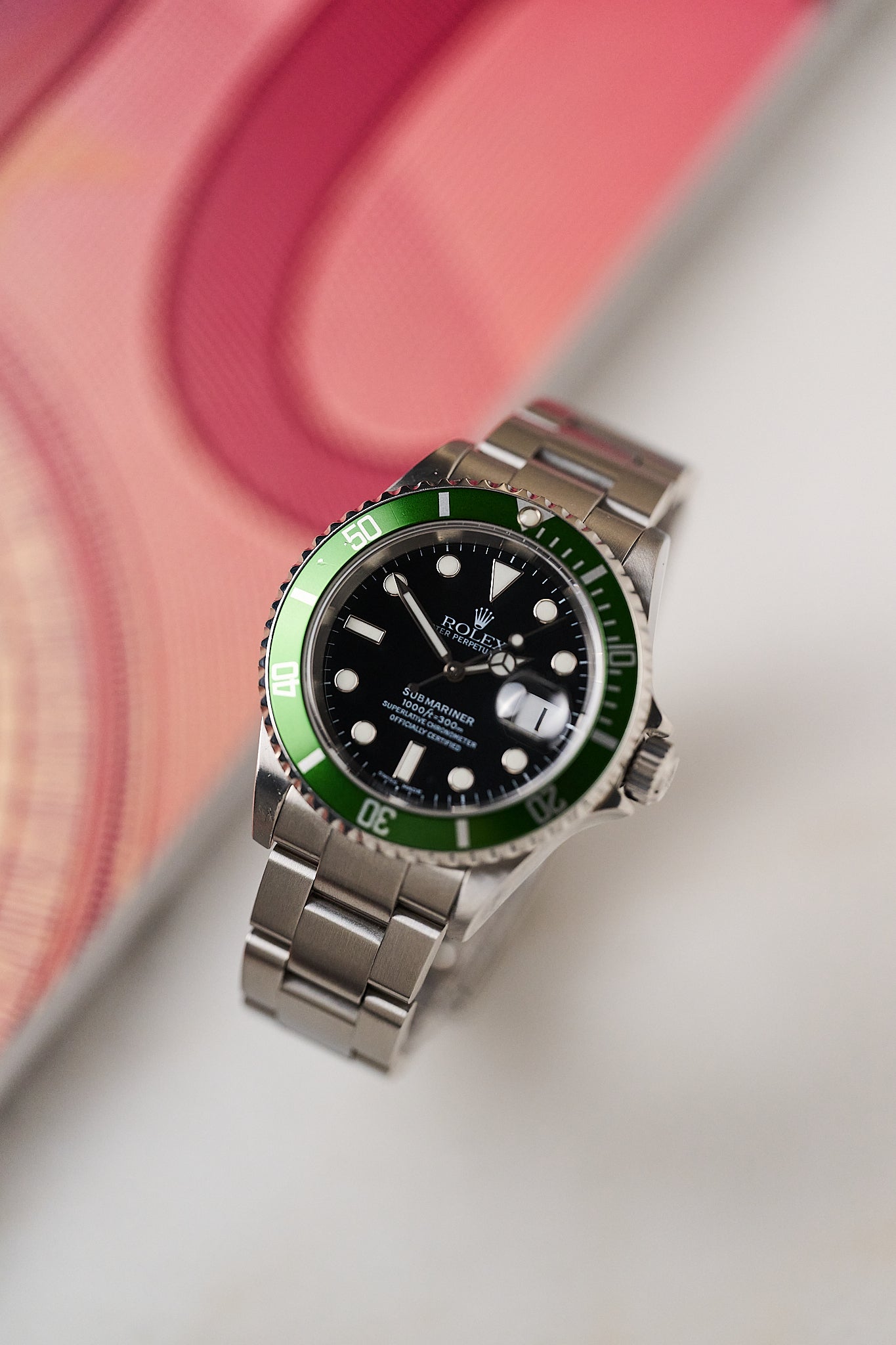 ROLEX SUBMARINER DATE 16610LV 'KERMIT' FLAT FOUR