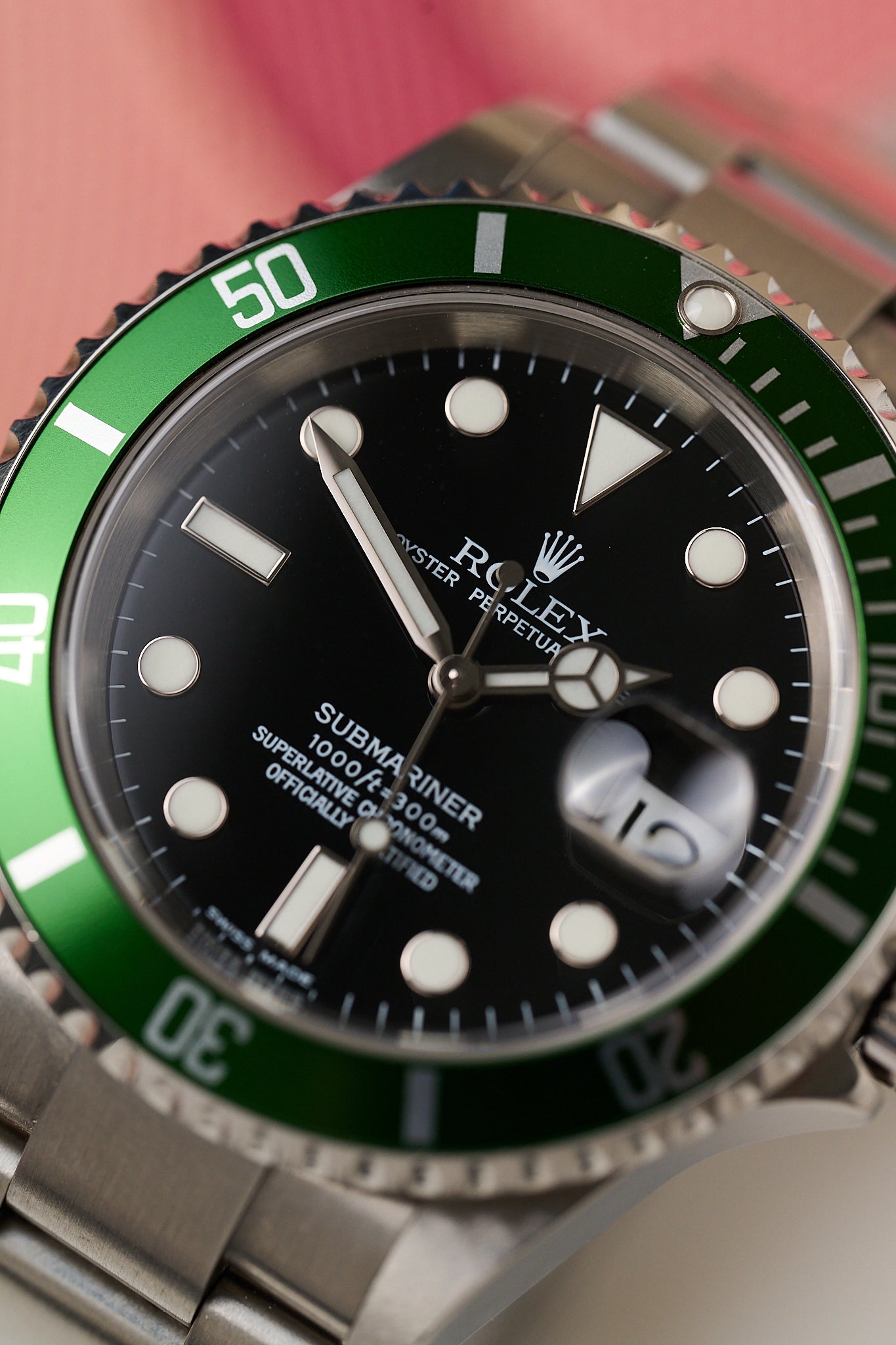 ROLEX SUBMARINER DATE 16610LV FLAT FOUR 'ERROR DIAL' NOS