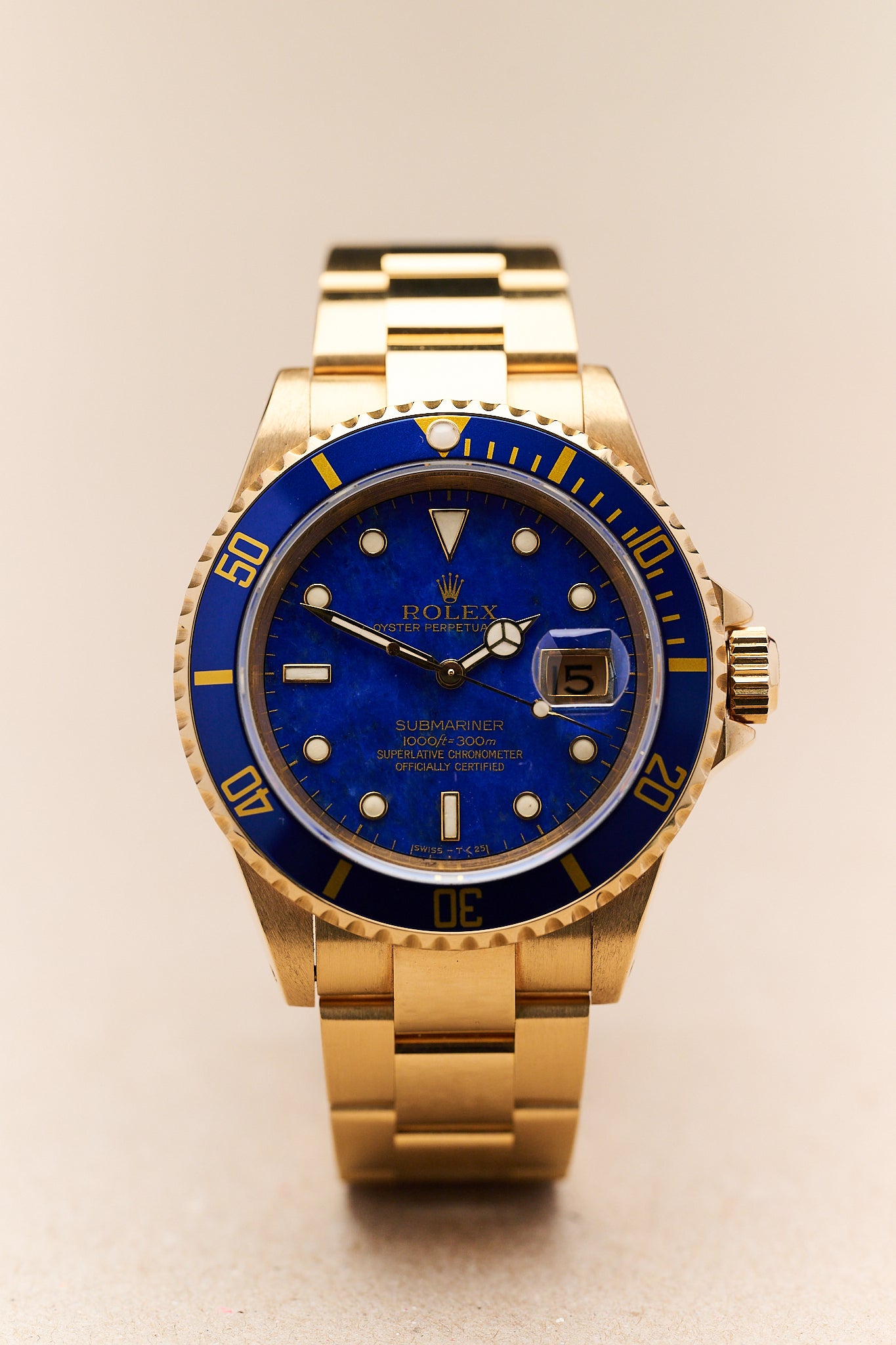 ROLEX SUBMARINER DATE 18K YELLOW GOLD 16618 ‘LAPIS LAZULI’