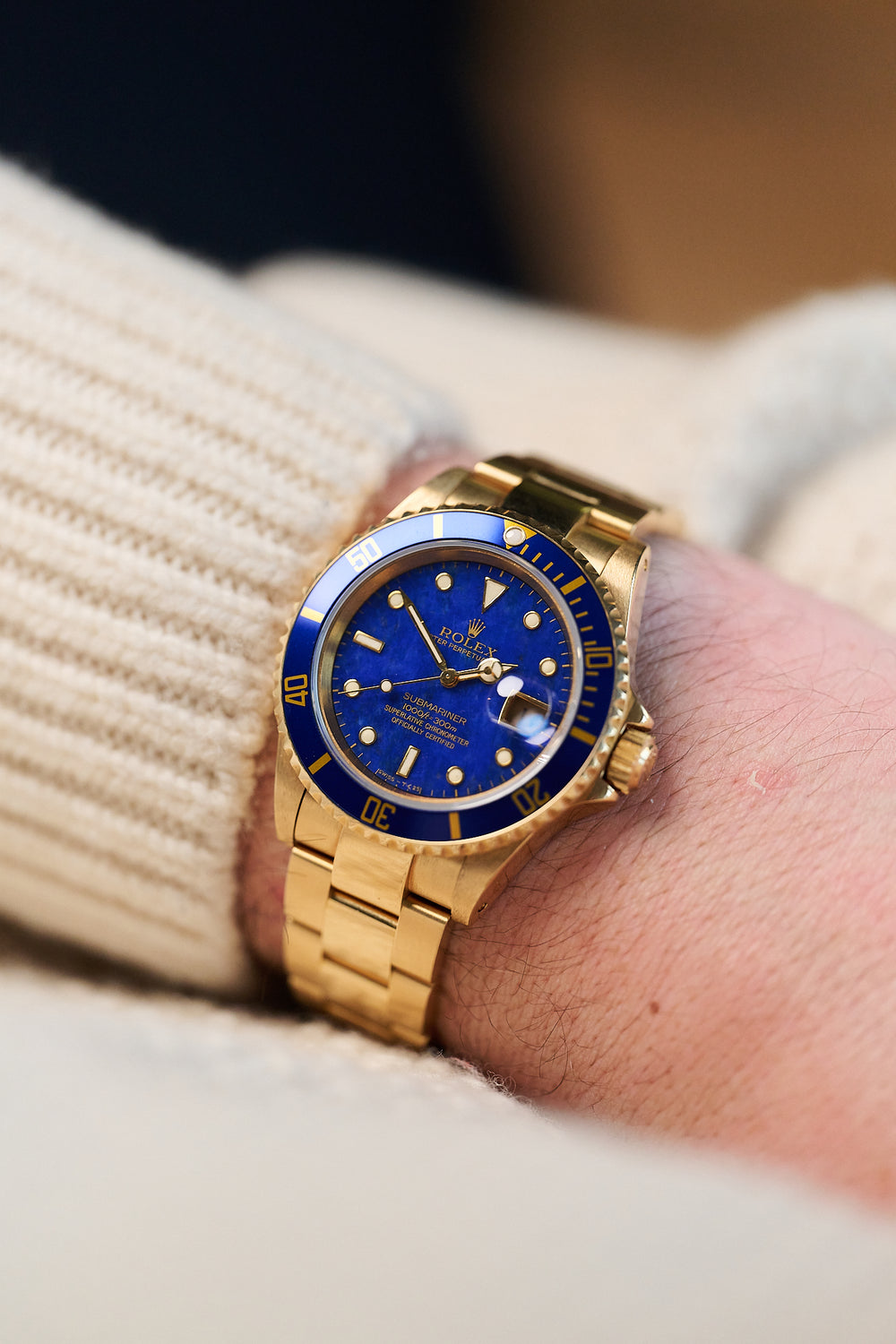 ROLEX SUBMARINER DATE 18K YELLOW GOLD 16618 ‘LAPIS LAZULI’