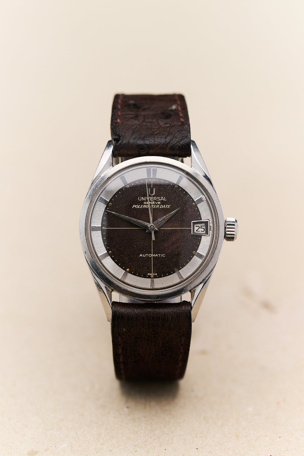 UNIVERSAL GENEVE POLEROUTER DATE 204610-2 'TROPICAL DIAL' MICROTOR
