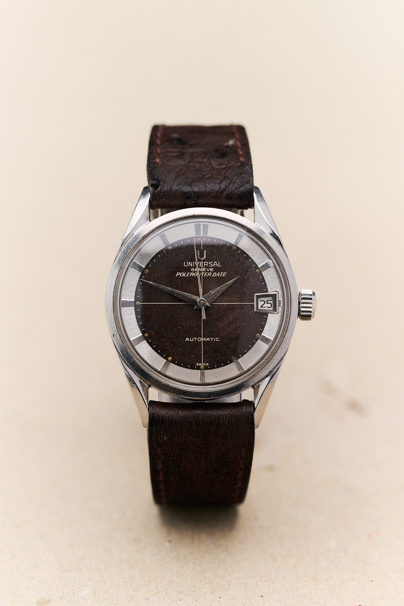 UNIVERSAL GENEVE POLEROUTER DATE 204610-2 'TROPICAL DIAL' MICROTOR