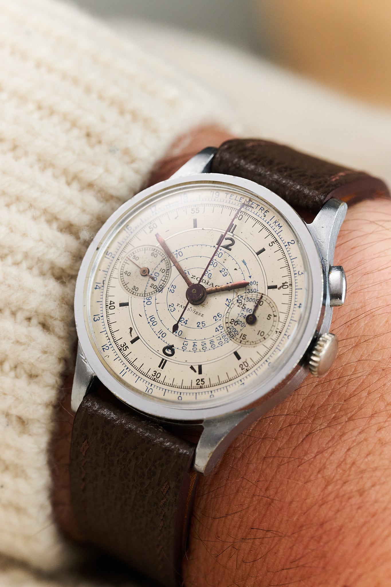 ZODIAC MONOPUSHER CHRONOGRAPH SECTOR DIAL 'FAB SUISSE'